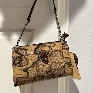 Patricia Nash Leather Handbag - European Map Collection